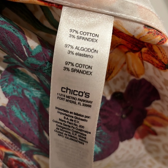 - CHICO’S NO-IRON Tropical Pleat-Back Shirt Size 2 Chico’s Size, US medium - Picture 9 of 10